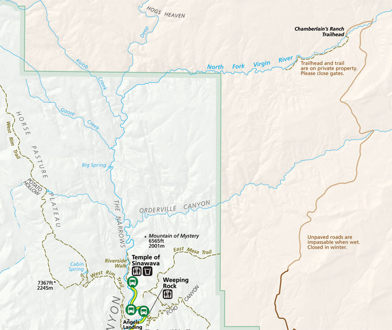 ZION-Narrows-Park-Map